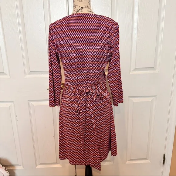 NANTUCKET RED Ellie Kai Blur Red Geometric Women’s Long Sleeve Dress Size 6