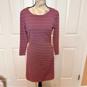 NANTUCKET RED Ellie Kai Blur Red Geometric Women’s Long Sleeve Dress Size 6