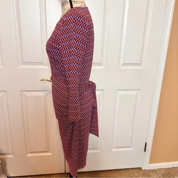 NANTUCKET RED Ellie Kai Blur Red Geometric Women’s Long Sleeve Dress Size 6