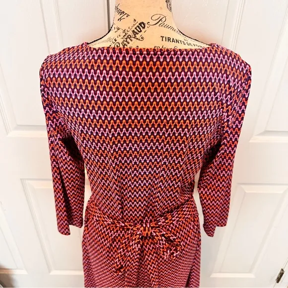 NANTUCKET RED Ellie Kai Blur Red Geometric Women’s Long Sleeve Dress Size 6