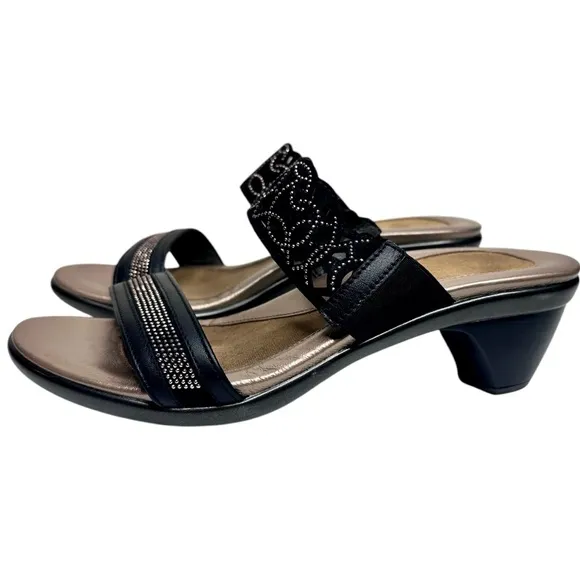 Naot Contempo Sandals Jet Black &amp; Bronze Leather SZ 40 EU, 9 US