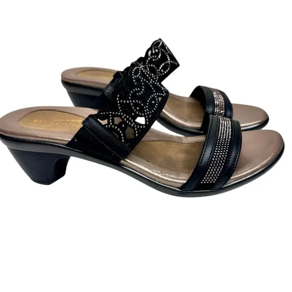 Naot Contempo Sandals Jet Black &amp; Bronze Leather SZ 40 EU, 9 US