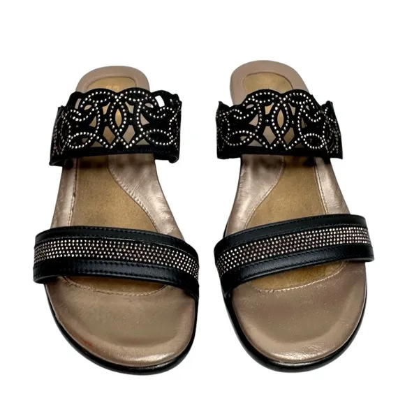 Naot Contempo Sandals Jet Black &amp; Bronze Leather SZ 40 EU, 9 US