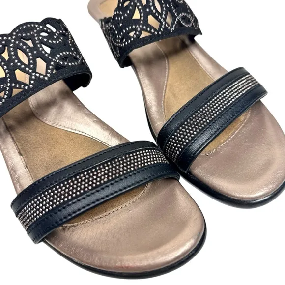 Naot Contempo Sandals Jet Black &amp; Bronze Leather SZ 40 EU, 9 US