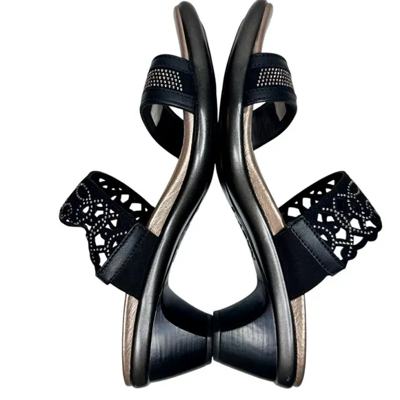Naot Contempo Sandals Jet Black &amp; Bronze Leather SZ 40 EU, 9 US