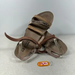 NAOT Hero Brown/Radiant Gold Leather Strappy Comfort Wedge Sandals Sz 9-40