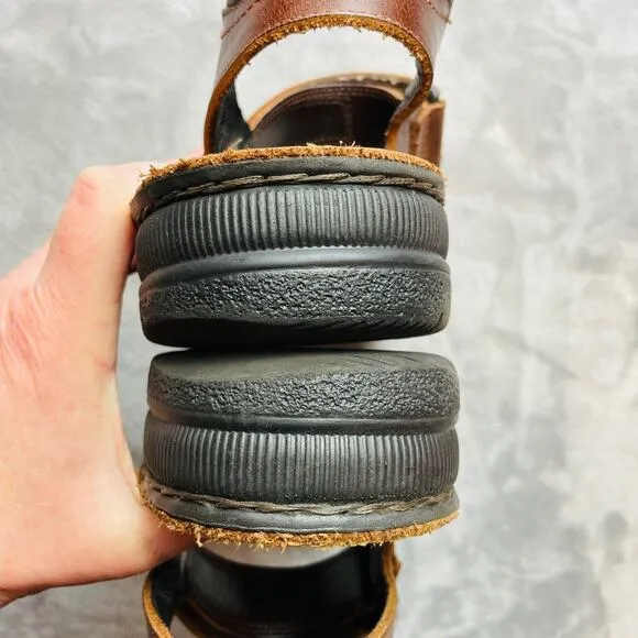 NAOT Lappland Sandals Mens 47/ US 14-14.5 Brown Leather Hook Loop Strap Comfort