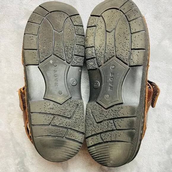 NAOT Lappland Sandals Mens 47/ US 14-14.5 Brown Leather Hook Loop Strap Comfort