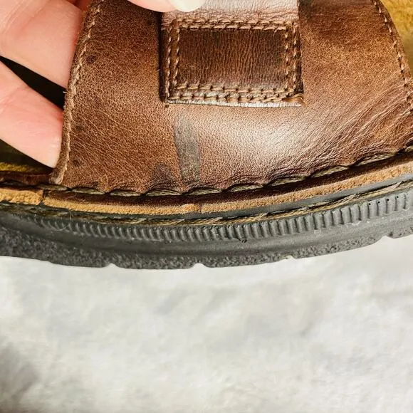 NAOT Lappland Sandals Mens 47/ US 14-14.5 Brown Leather Hook Loop Strap Comfort
