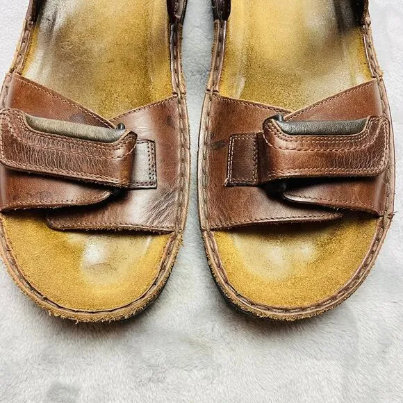 NAOT Lappland Sandals Mens 47/ US 14-14.5 Brown Leather Hook Loop Strap Comfort