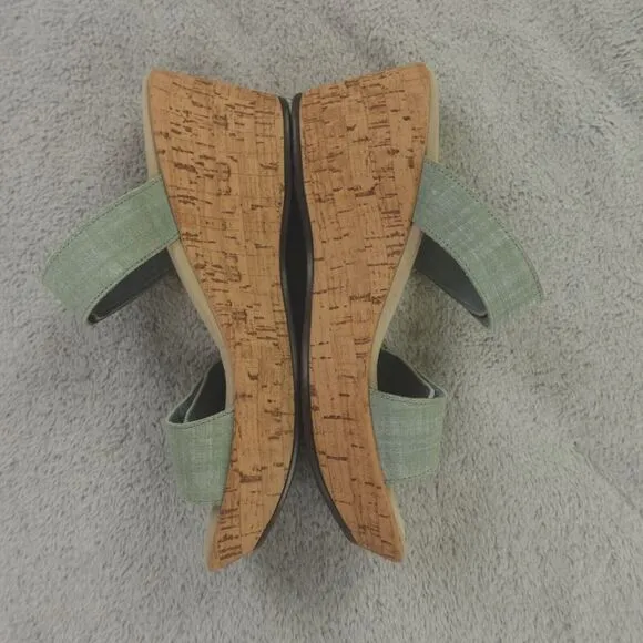 Naot Sandals Caveran Womens 9 US 40 Teal‎ Linen Cork Wedge Resort Collection