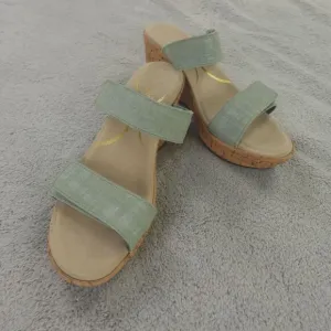 Naot Sandals Caveran Womens 9 US 40 Teal‎ Linen Cork Wedge Resort Collection