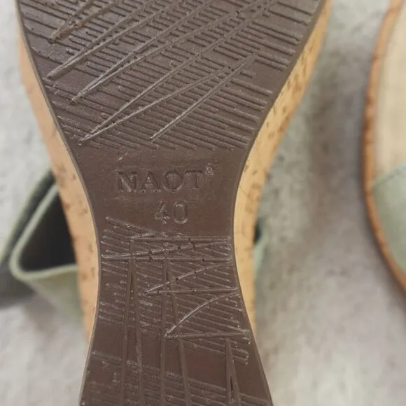 Naot Sandals Caveran Womens 9 US 40 Teal‎ Linen Cork Wedge Resort Collection