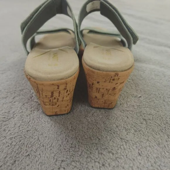 Naot Sandals Caveran Womens 9 US 40 Teal‎ Linen Cork Wedge Resort Collection