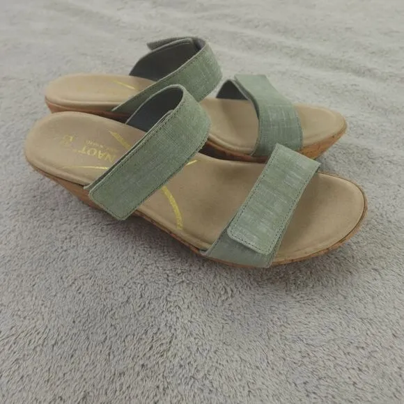 Naot Sandals Caveran Womens 9 US 40 Teal‎ Linen Cork Wedge Resort Collection