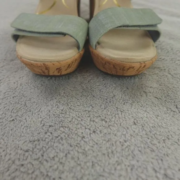 Naot Sandals Caveran Womens 9 US 40 Teal‎ Linen Cork Wedge Resort Collection