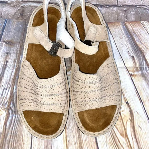 Naot Suede Comfort Slingback Hook Loop Strap Wedge Wide Strap Sandals Size 39