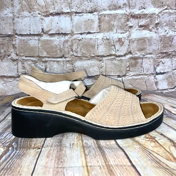 Naot Suede Comfort Slingback Hook Loop Strap Wedge Wide Strap Sandals Size 39