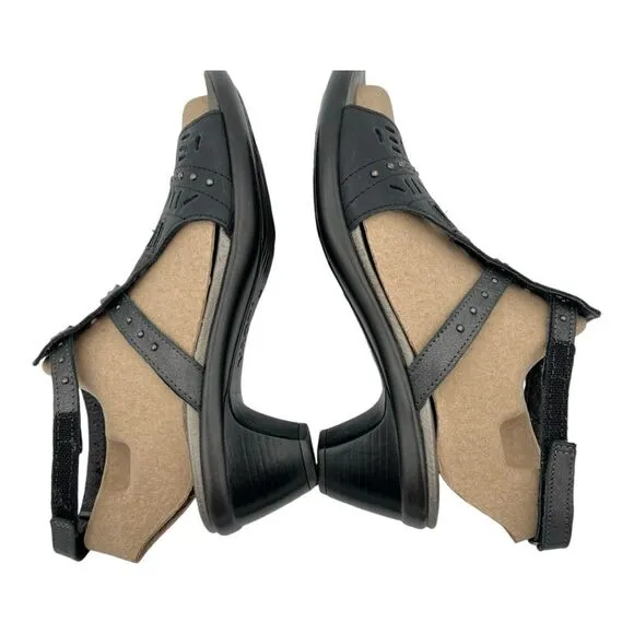 Naot Women's Leather Rivet Vogue Strappy Heels Brushed Metallic Black/Grey Sz 39