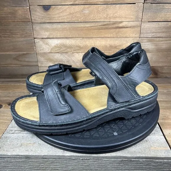 Naot Mens Size EUR 44 US 11 Lappland Adjustable Black Leather Sandals Comfort