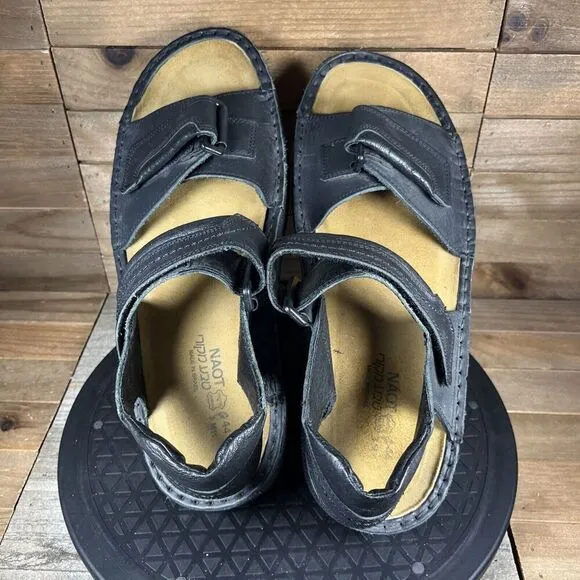 Naot Mens Size EUR 44 US 11 Lappland Adjustable Black Leather Sandals Comfort