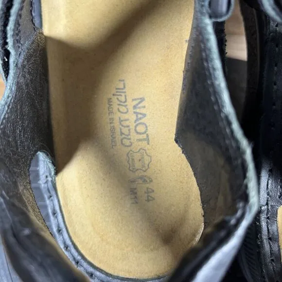 Naot Mens Size EUR 44 US 11 Lappland Adjustable Black Leather Sandals Comfort