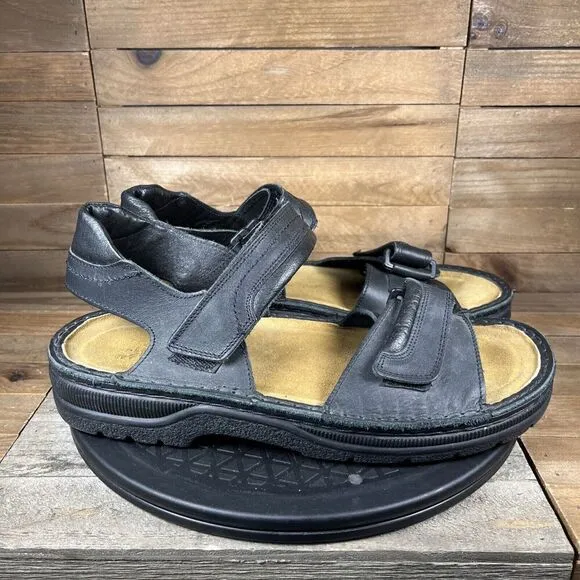 Naot Mens Size EUR 44 US 11 Lappland Adjustable Black Leather Sandals Comfort