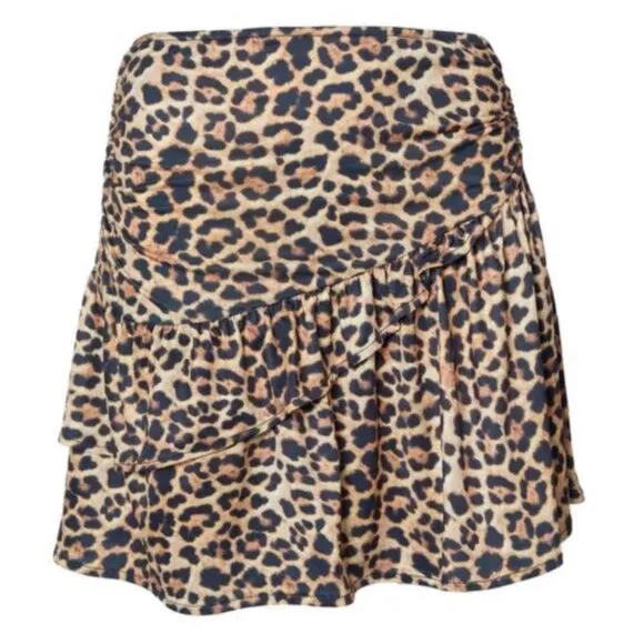 Nasty Gal Asymmetrical Leopard Print Ruffle Skirt