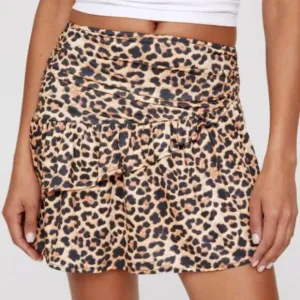 Nasty Gal Asymmetrical Leopard Print Ruffle Skirt