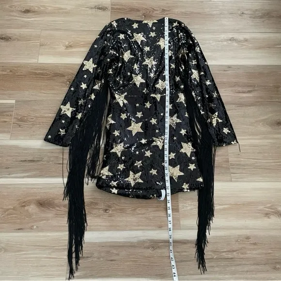 Nasty Gal Star Sequin Plunge Neck Fringe Dress 6