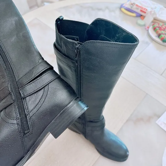 naturalizer black leather knee boots /riding boots /NWOB