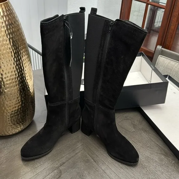 NATURALIZER Brent High Shaft Boots Women's Shoes In Black Suede