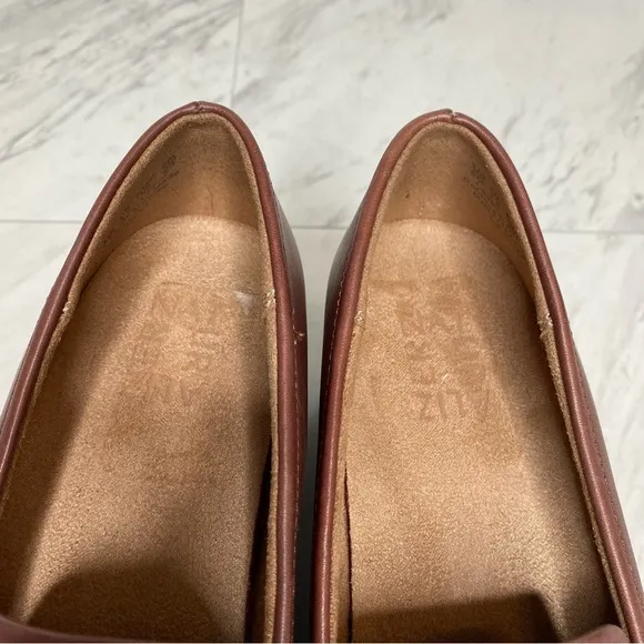 Naturalizer Desi Brown Leather Heeled Chain Detail Loafer 6M
