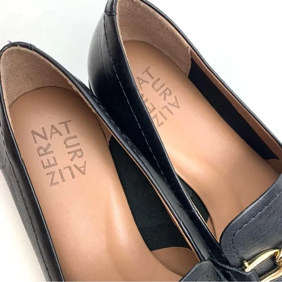 Naturalizer Loafers Sawyer Chain Horse Bit Slip On Flats Black Leather Size 7 W