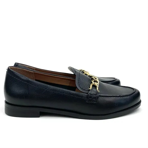Naturalizer Loafers Sawyer Chain Horse Bit Slip On Flats Black Leather Size 7 W