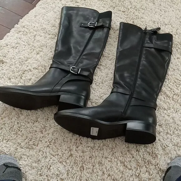 Naturalizer Sahara black classic riding boots w round toe &amp; side zip size 11 NWT