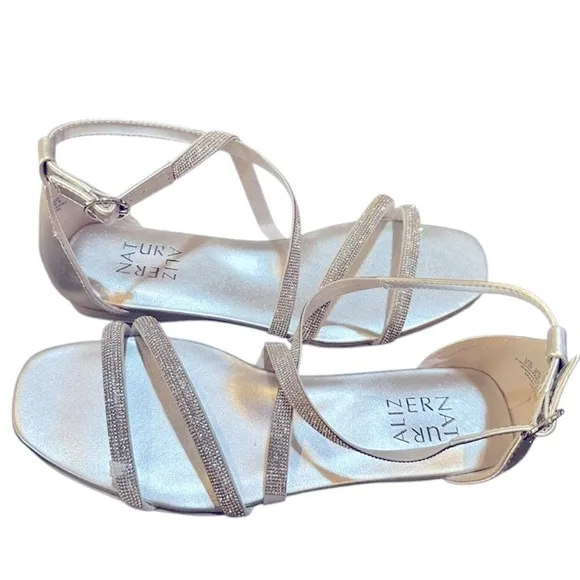 Naturalizer Sicily Sandals | Size 8W | Silver | NIB