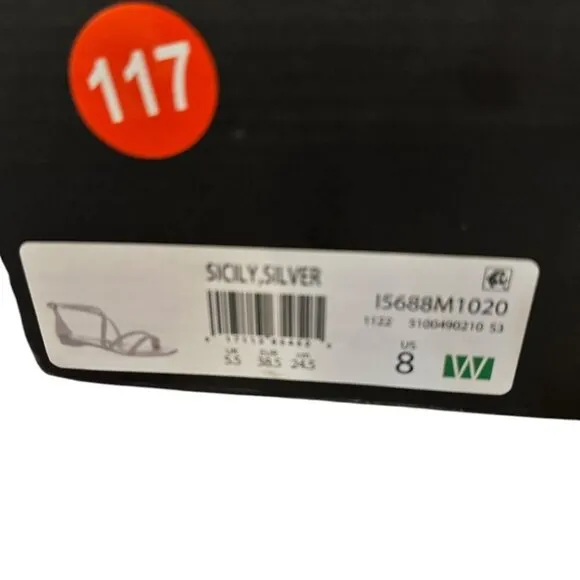 Naturalizer Sicily Sandals | Size 8W | Silver | NIB