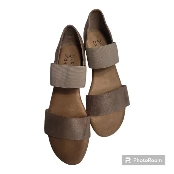 NATURALIZER Womens Faux Suede Strappy Wedge Sandals Praline Tan Womens Size 8.5