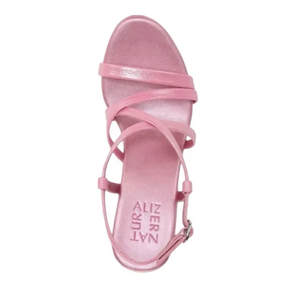 Naturalizer Women's Luisa Strappy Dress Heels Metallic Pink Patent Size 8.5