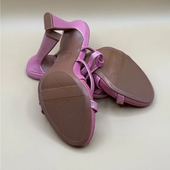Naturalizer Women's Luisa Strappy Dress Heels Metallic Pink Patent Size 8.5