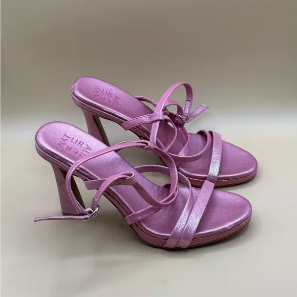 Naturalizer Women's Luisa Strappy Dress Heels Metallic Pink Patent Size 8.5