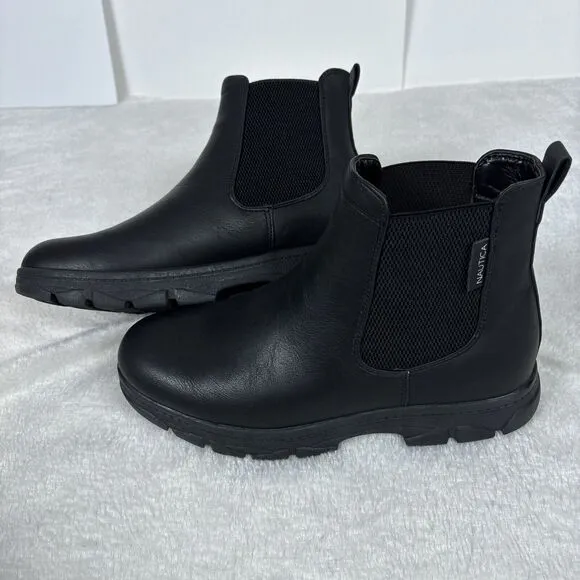 Nautica Men's Size 8 Chelsea Slip-On Shoe Chukka Desert Boots Black Army Style
