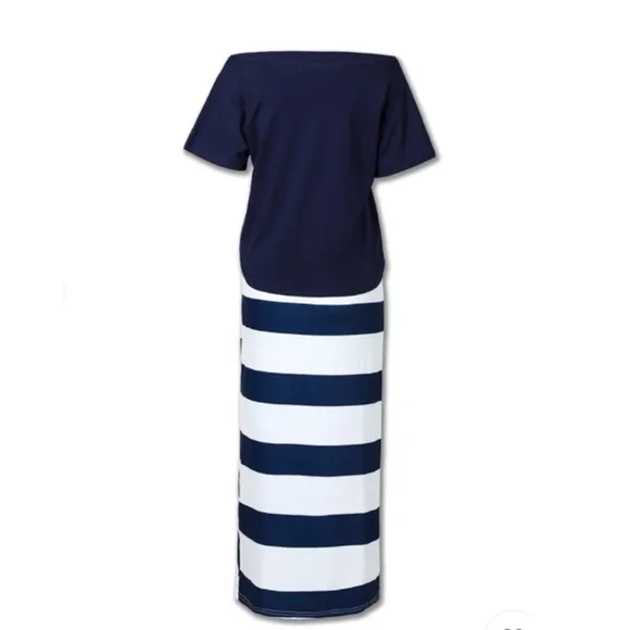 Nautical Navy and White Striped Skirt and top set xl