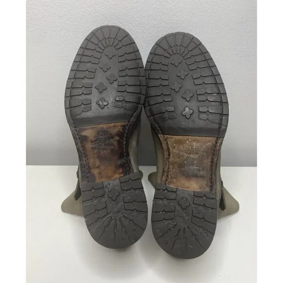 NDC Made By Hand Brown Suede Distressed Buckle Lined Ankle Boots Boho Grunge 40