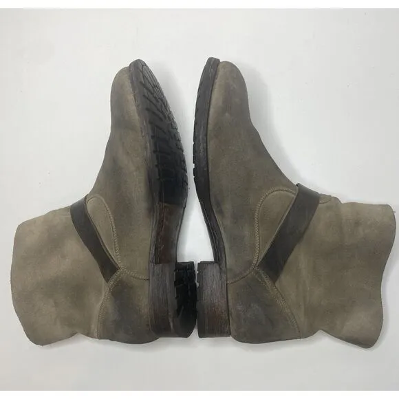 NDC Made By Hand Brown Suede Distressed Buckle Lined Ankle Boots Boho Grunge 40