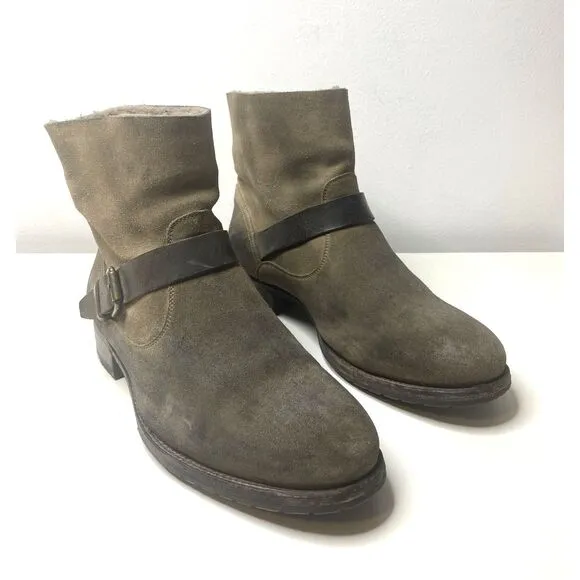 NDC Made By Hand Brown Suede Distressed Buckle Lined Ankle Boots Boho Grunge 40