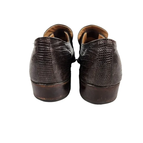 Nettleton Century Vintage Brown Teju Lizard Slip On Loafers Men's Size 12 AAA