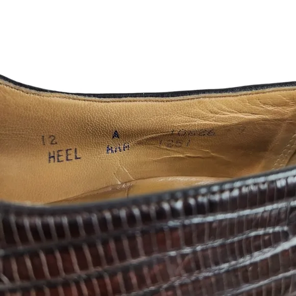 Nettleton Century Vintage Brown Teju Lizard Slip On Loafers Men's Size 12 AAA