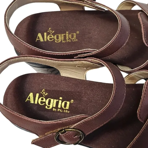 New Alegria Tasia Leather Chunky Heel Sandals Brown Size EU 42/ US 11.5-12